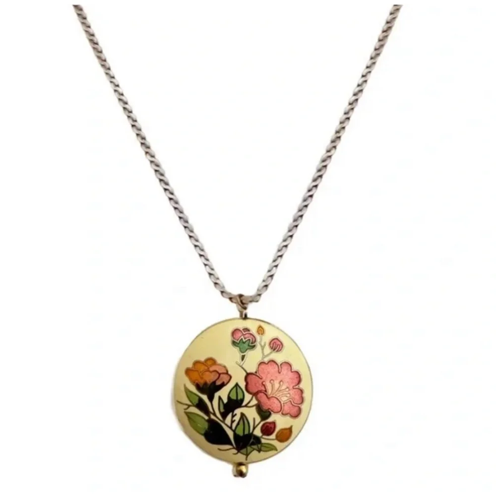 BOHEMIAN • Butterfly Flower Vintage Ceramic Necklace - Picture 2 of 6